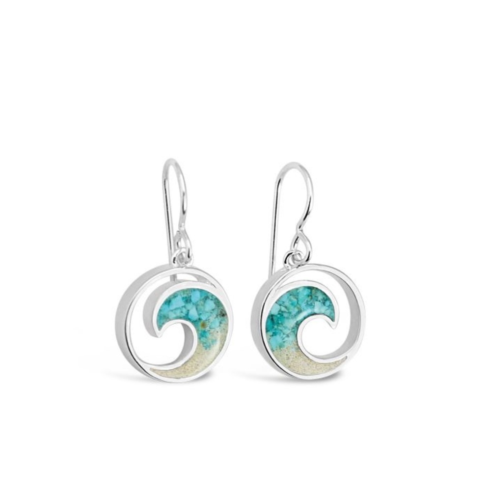 NWT. Sterling silver Wave Drop Earrings - Turquoise Gradient
